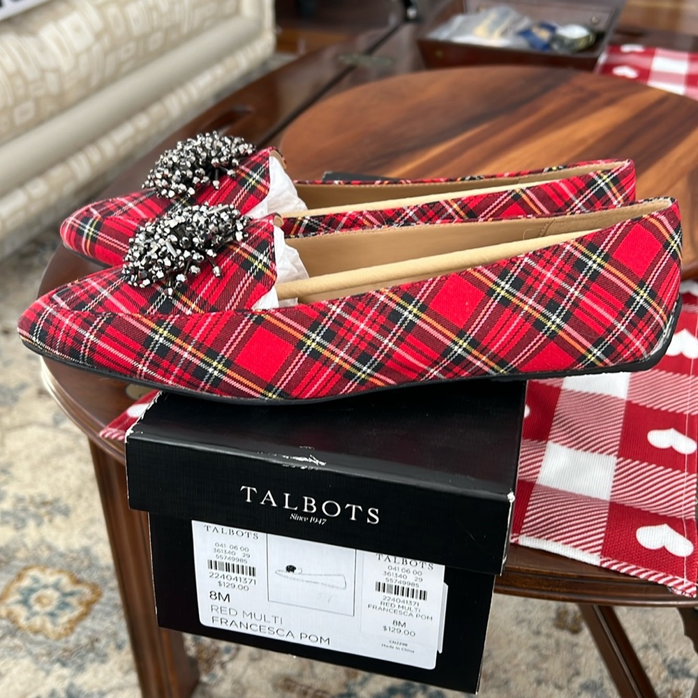 Talbots Red Multi Francesca Pom